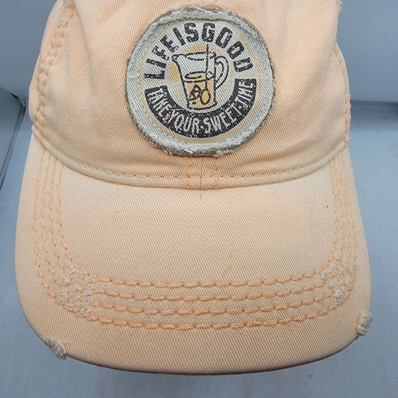 Life Is Good Take Your Sweet Time Adults Peach Orange Hat Cap Adjustable Comfort - Picture 5 of 9